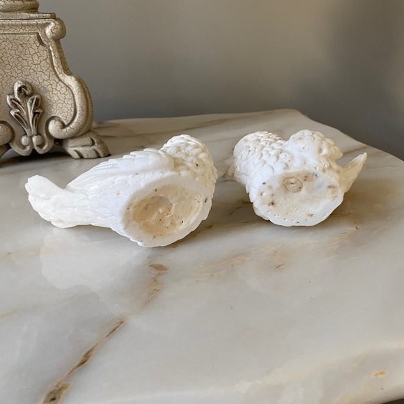 Pair of Two White Alabaster Lovebird Dove Figurines Vintage - Picture 7 of 13